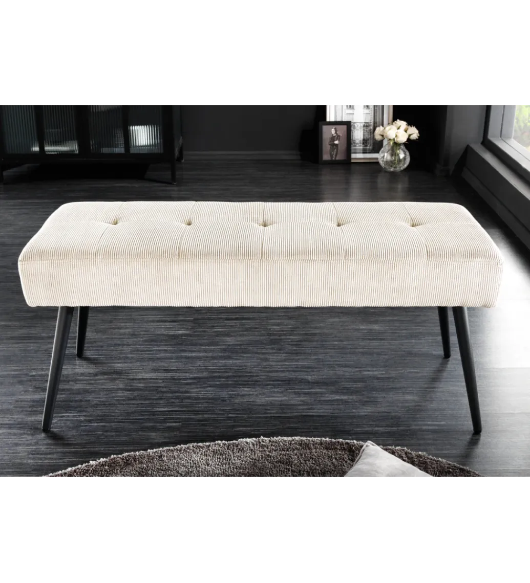 Invicta Interior Ławka BOUTIQUE 100 cm beżowy sztruks