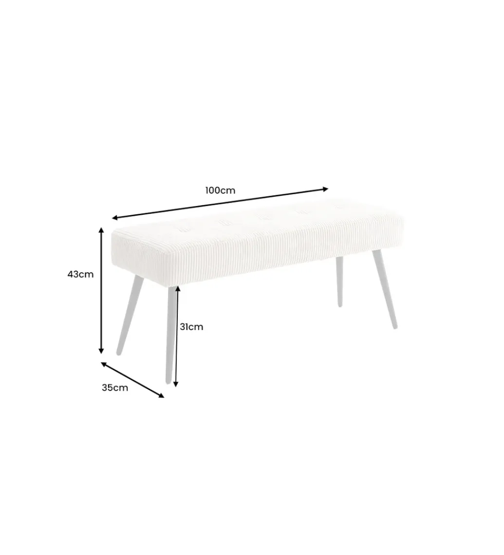 Invicta Interior Ławka BOUTIQUE 100 cm beżowy sztruks