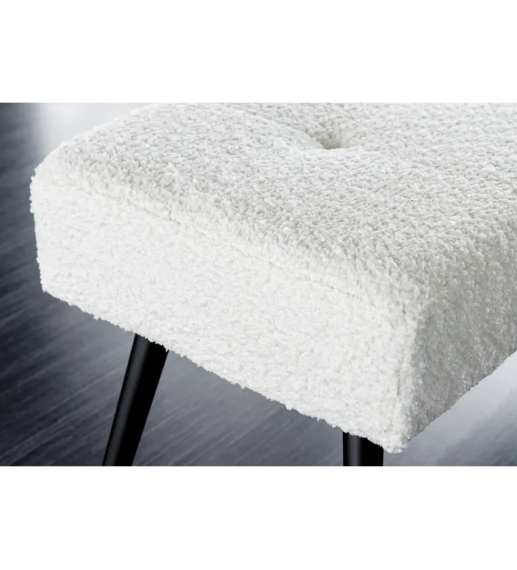 Invicta Interior Ławka BOUTIQUE 100 cm tkanina bouclé biała