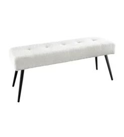 Invicta Interior Ławka BOUTIQUE 100 cm tkanina bouclé biała