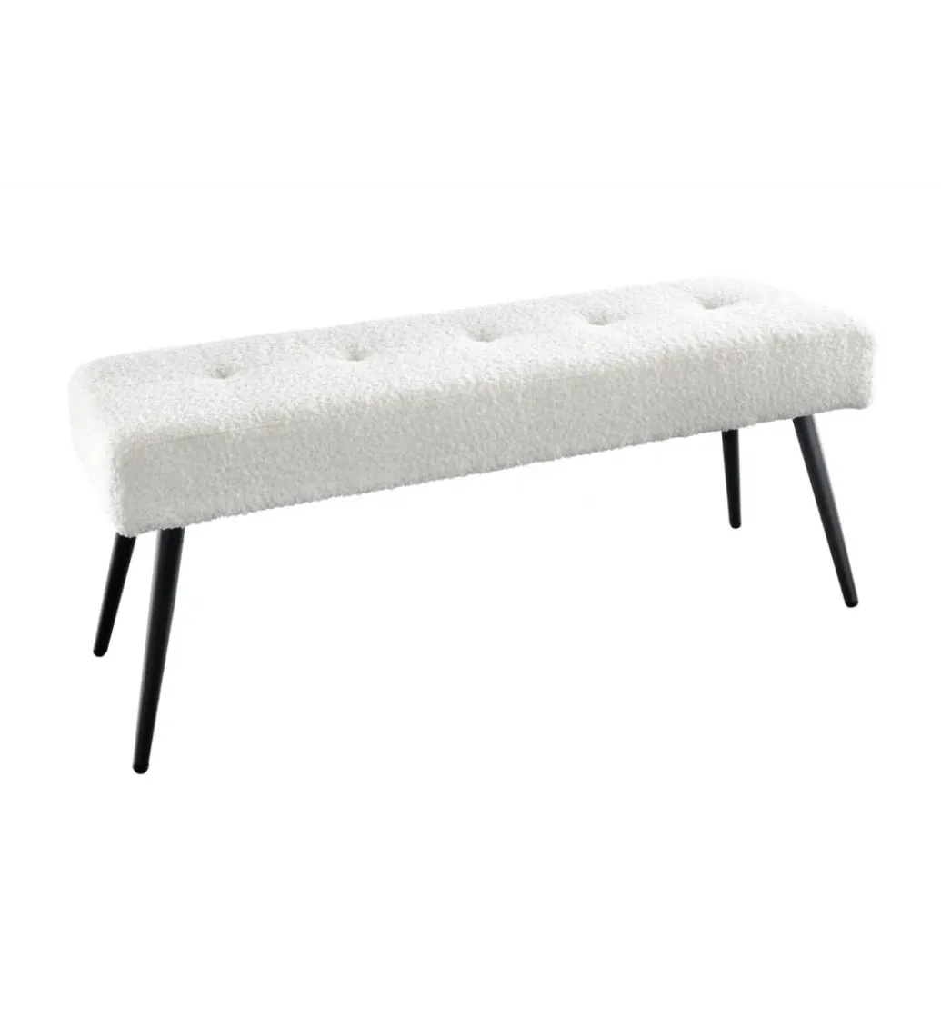 Invicta Interior Ławka BOUTIQUE 100 cm tkanina bouclé biała