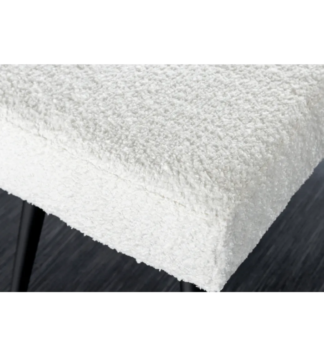Invicta Interior Ławka BOUTIQUE 100 cm tkanina bouclé biała