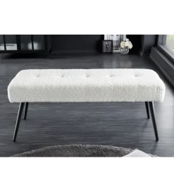Invicta Interior Ławka BOUTIQUE 100 cm tkanina bouclé biała