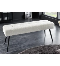 Invicta Interior Ławka BOUTIQUE 100 cm tkanina bouclé biała