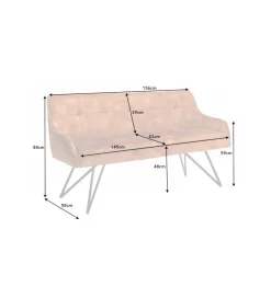 Invicta Interior Ławka Edmonton 156 cm ciemna musztarda