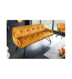 Invicta Interior Ławka Edmonton 156 cm ciemna musztarda
