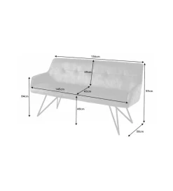 Invicta Interior Ławka Edmonton 156 cm ciemnoszara
