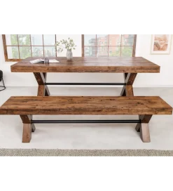 Invicta Interior Ławka GOLIATH 180 cm drewno sosny naturalny czarny