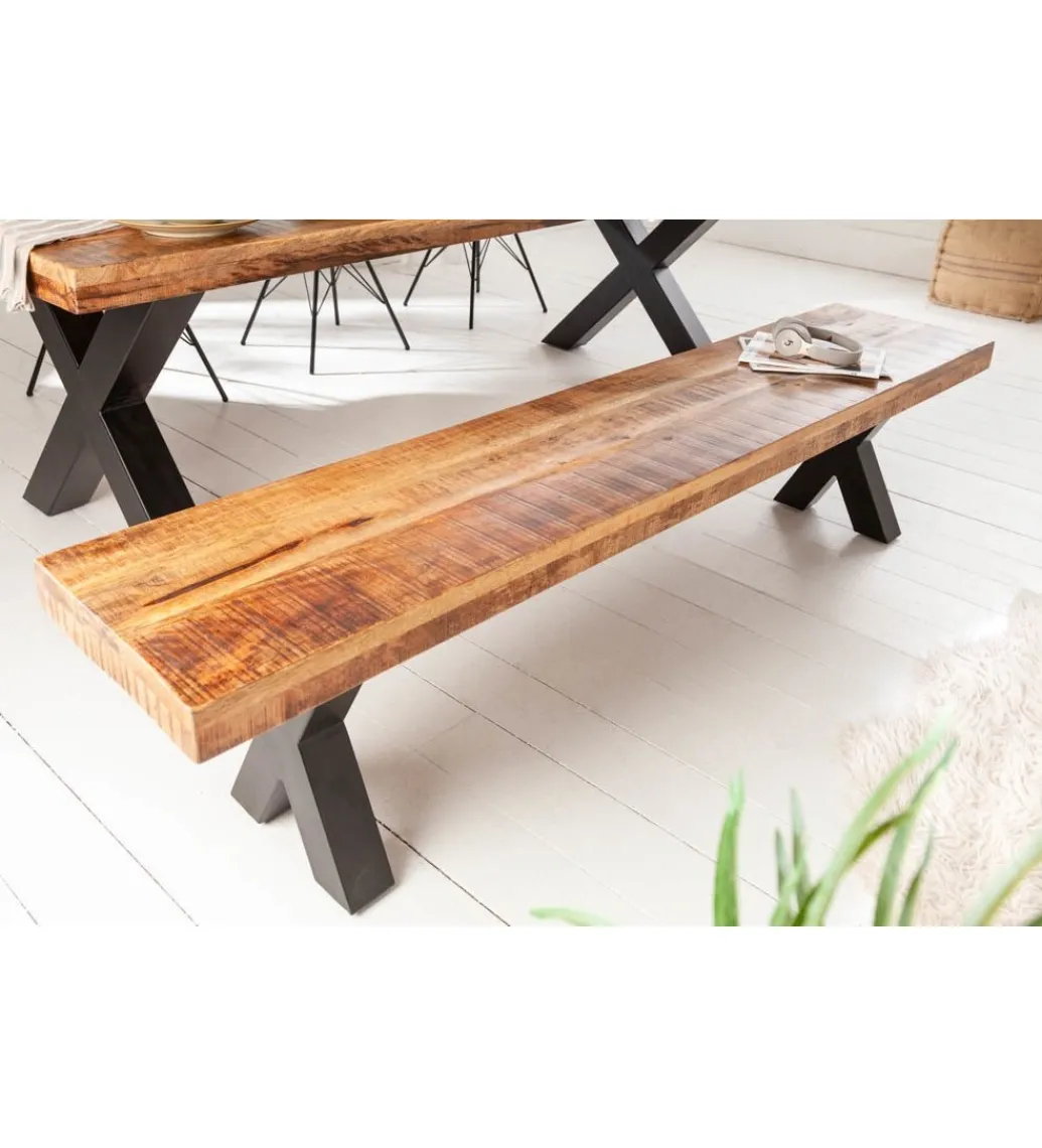 Invicta Interior Ławka Iron Craft X 160 cm drewno Mango