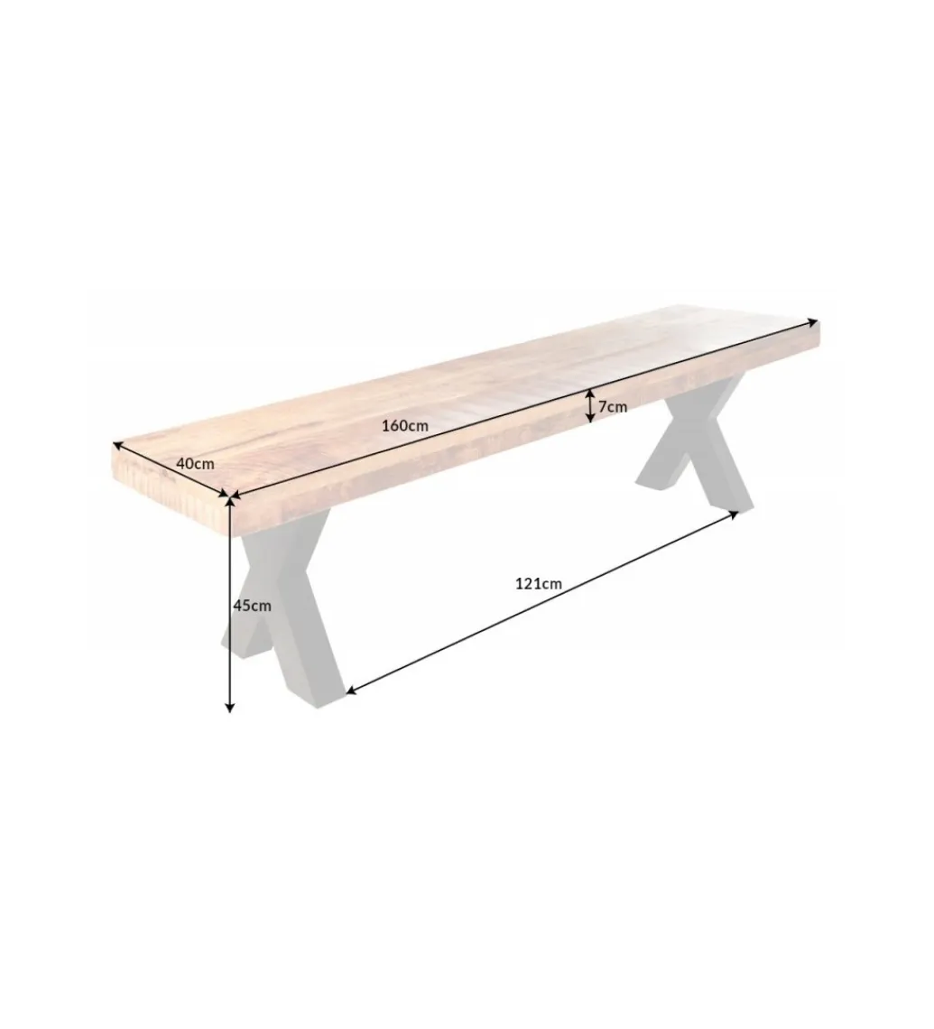 Invicta Interior Ławka Iron Craft X 160 cm drewno Mango