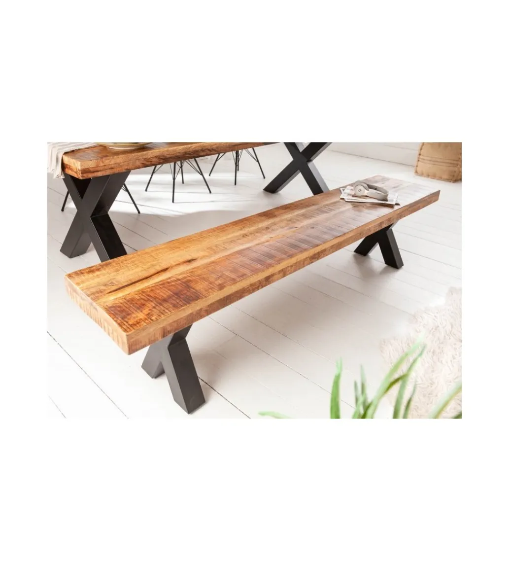 Invicta Interior Ławka Iron Craft X 160 cm drewno Mango