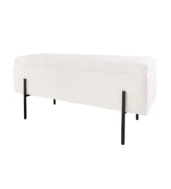 Invicta Interior Ławka LOFT z szafką 100 cm bouclé biała