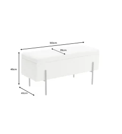 Invicta Interior Ławka LOFT z szafką 100 cm bouclé biała