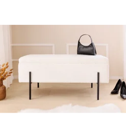 Invicta Interior Ławka LOFT z szafką 100 cm bouclé biała