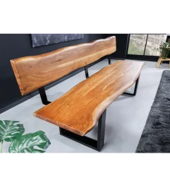 Invicta Interior Ławka MAMMUT 160 cm nogi U drewno akacja miodowy odcień