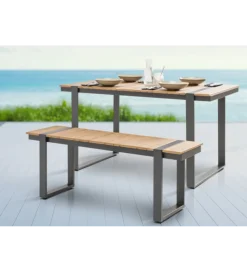 Invicta Interior - przedsprzedaż Ławka ogrodowa TORTUGA 123 cm w optyce drewna