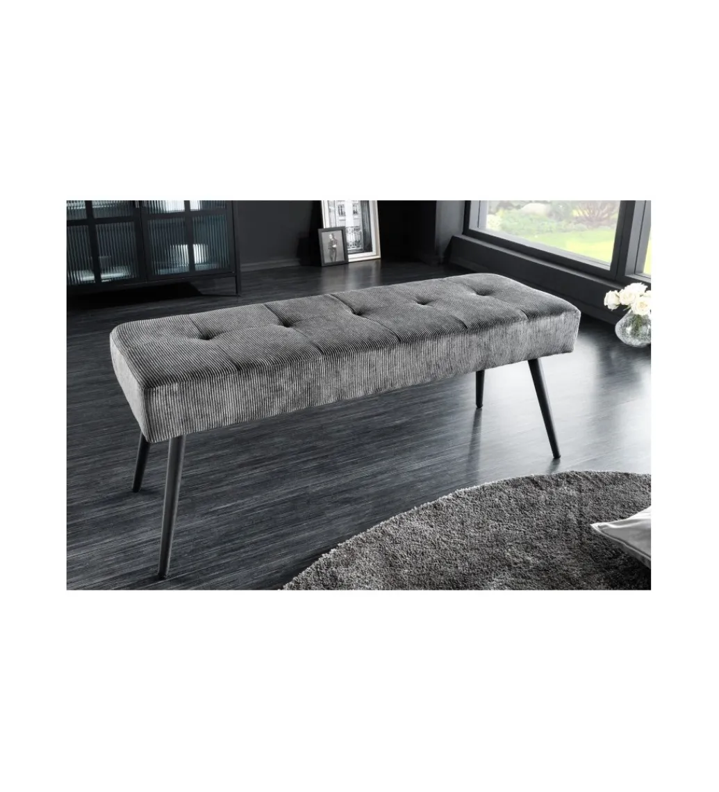 Invicta Interior Ławka OLIWIA III 100 cm szturks ciemnoszara