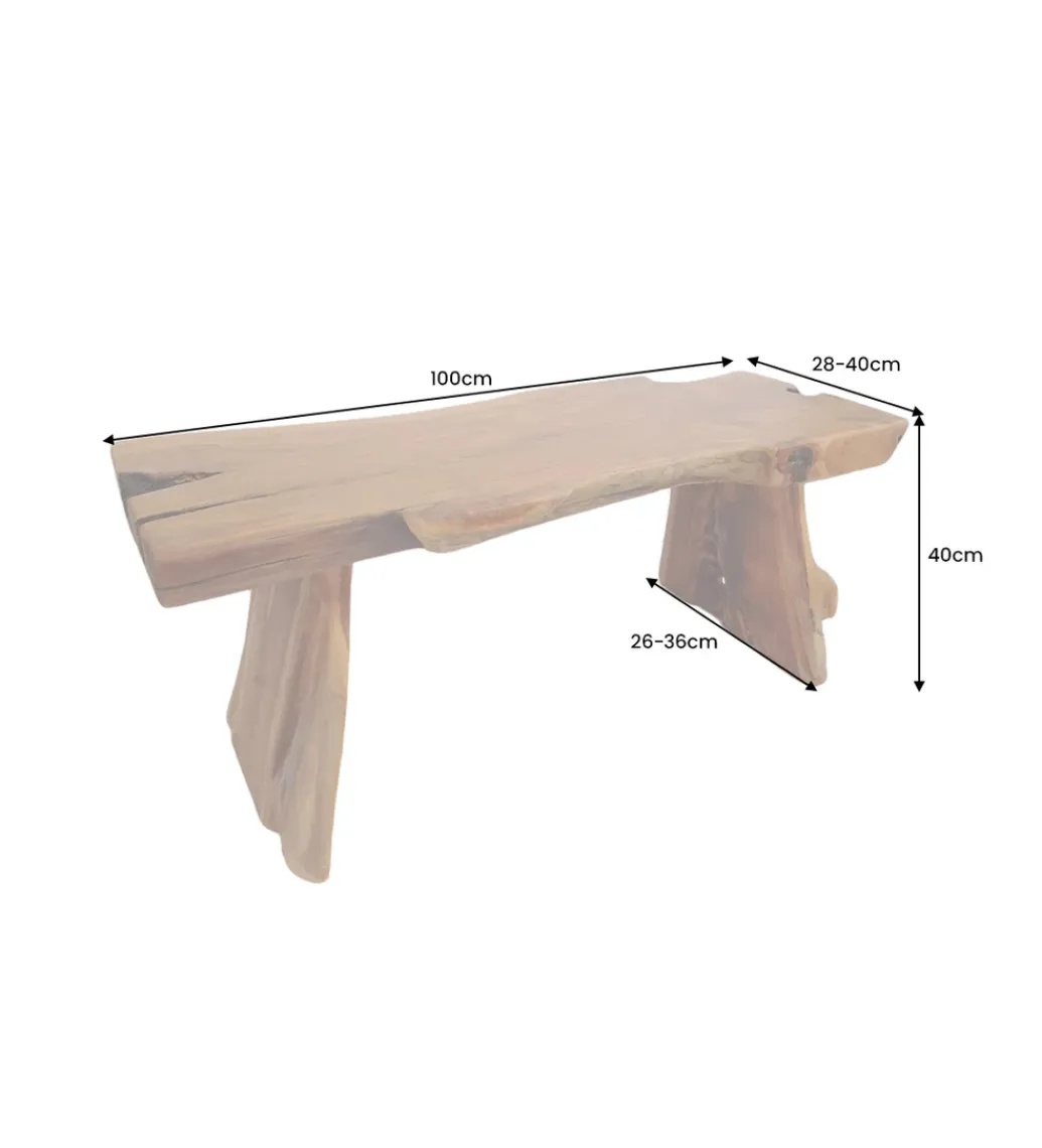 Invicta Interior - przedsprzedaż Ławka ROOT 100 cm drewno teak naturalny brąz