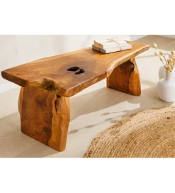 Invicta Interior - przedsprzedaż Ławka ROOT 100 cm drewno teak naturalny brąz