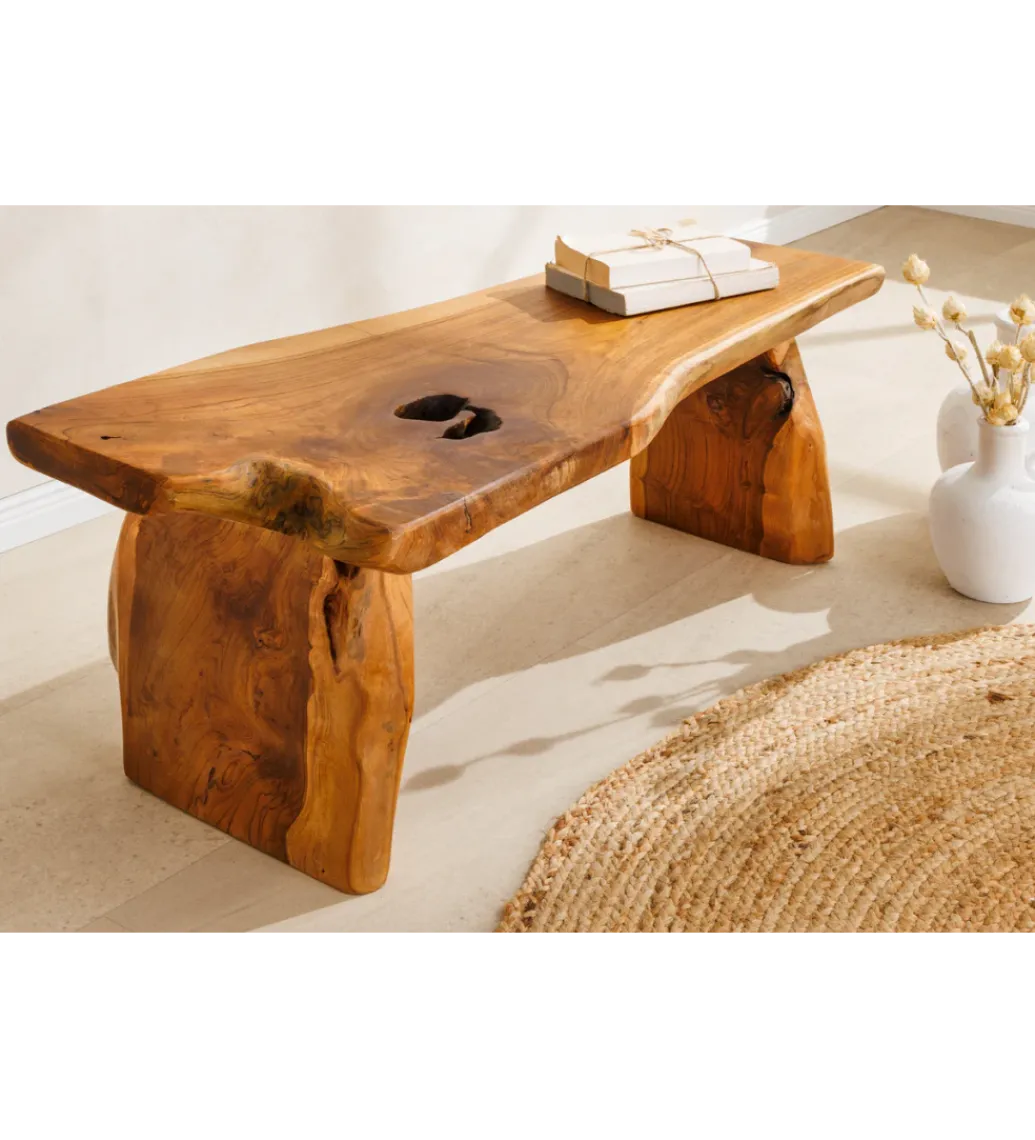 Invicta Interior - przedsprzedaż Ławka ROOT 100 cm drewno teak naturalny brąz