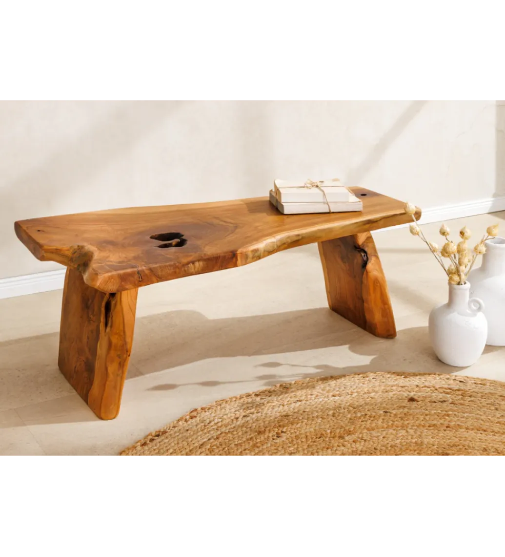 Invicta Interior - przedsprzedaż Ławka ROOT 100 cm drewno teak naturalny brąz