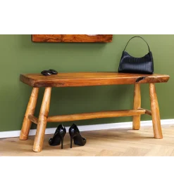Invicta Interior Ławka ROOT 100 cm drewno teak naturalny brąz