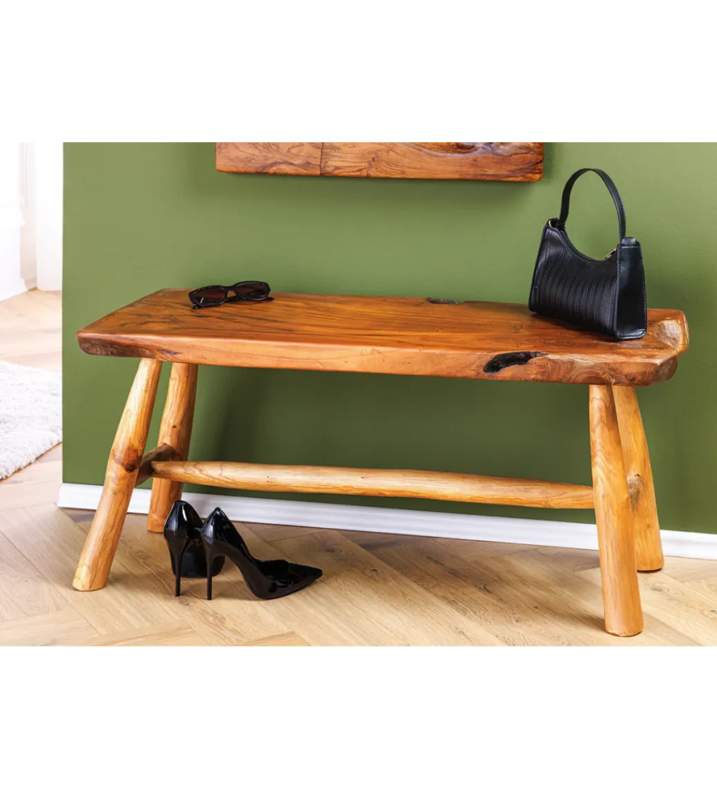 Invicta Interior Ławka ROOT 100 cm drewno teak naturalny brąz