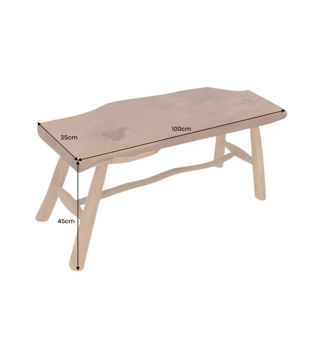 Invicta Interior Ławka ROOT 100 cm drewno teak naturalny brąz