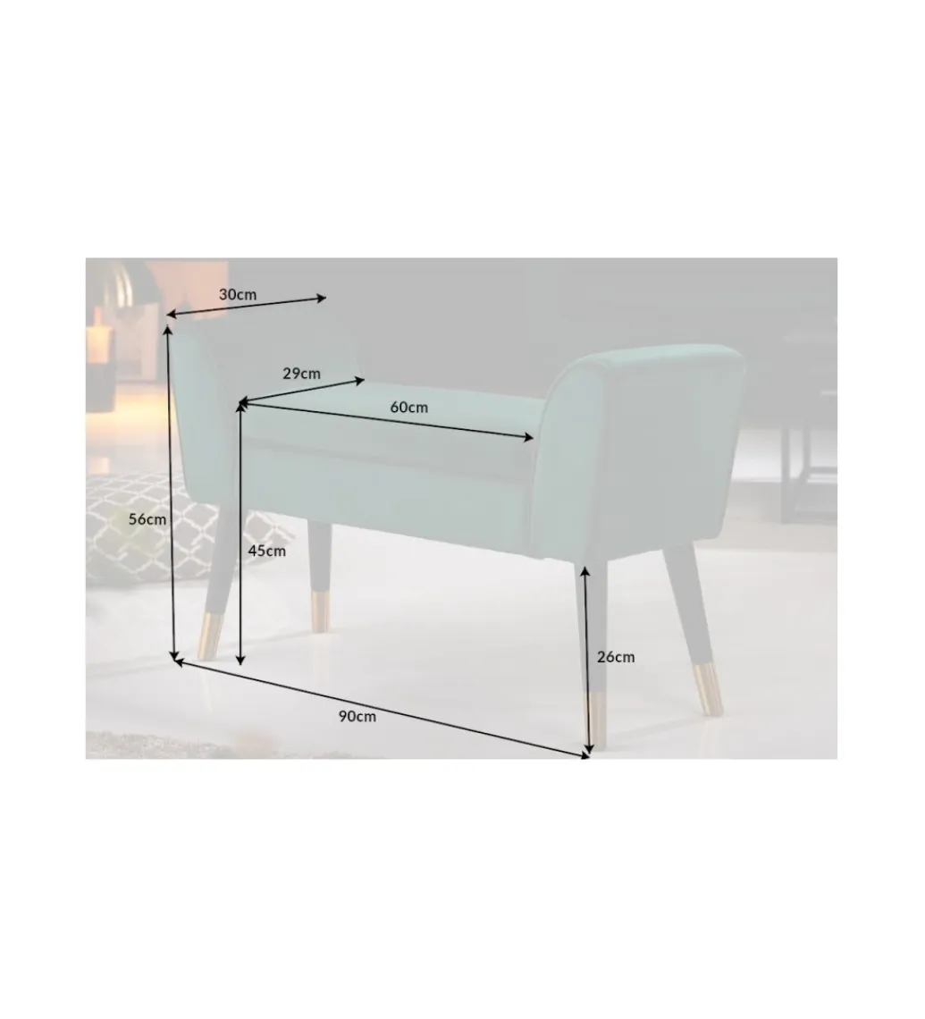 Invicta Interior Ławka SCARLETT 90 cm szmaragdowa