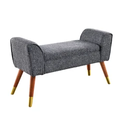Invicta Interior Ławka SCARLETT 90 cm tkanina bouclé antracyt