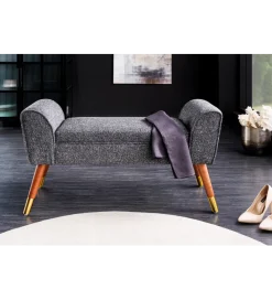 Invicta Interior Ławka SCARLETT 90 cm tkanina bouclé antracyt