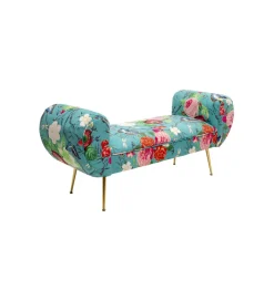 KARE Ławka TRONO FLOWER FEVER 140 cm niebieska