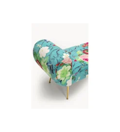 KARE Ławka TRONO FLOWER FEVER 140 cm niebieska