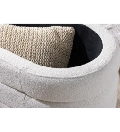 Invicta Interior Ławka VOQUE 115 cm z pojemnikiem Bouclé kremowo biała