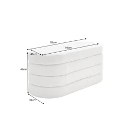 Invicta Interior Ławka VOQUE 115 cm z pojemnikiem Bouclé kremowo biała