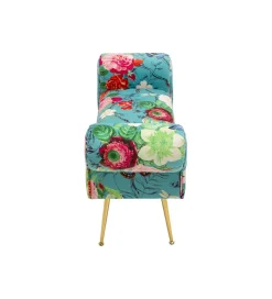 KARE Ławka WING FLOWER FEVER 100 cm niebieska