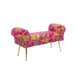 KARE Ławka WING FLOWER FEVER 100 cm różowa