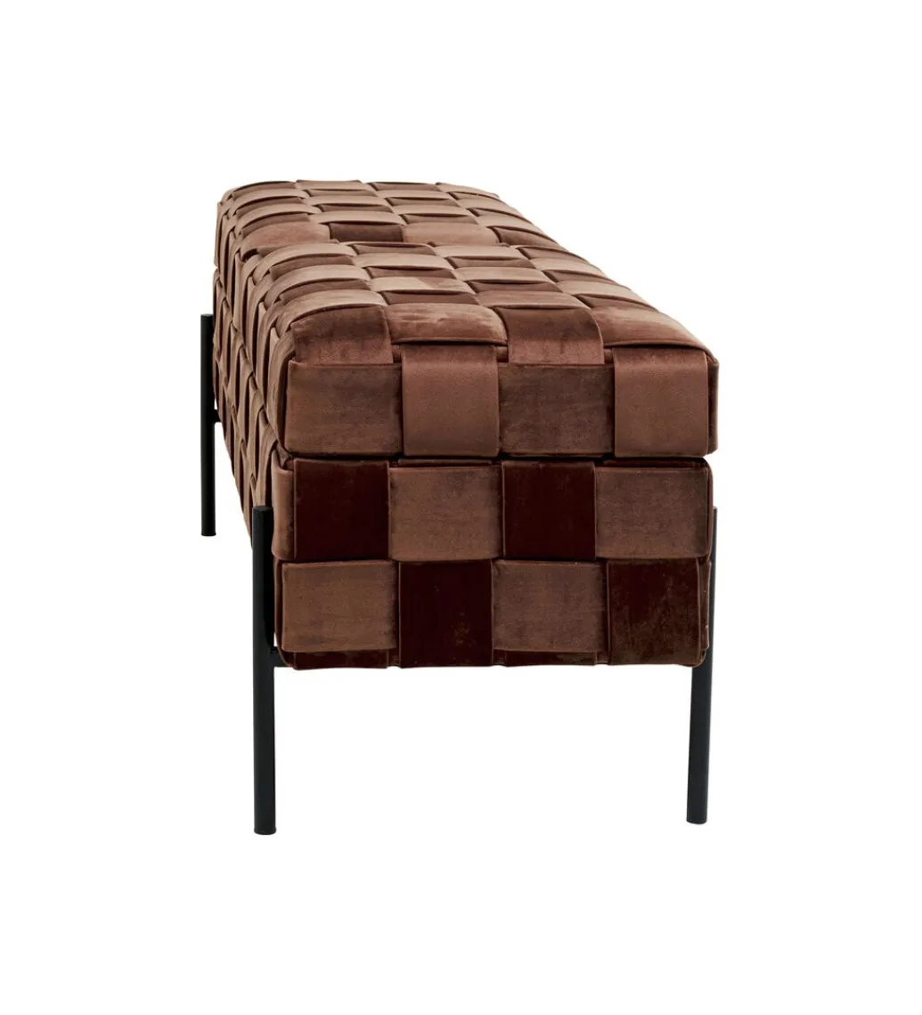 KARE Ławka ze schowkiem WEAVE 121 cm mocca