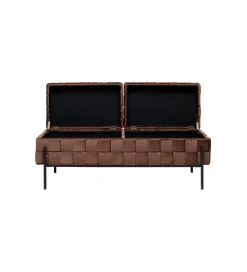 KARE Ławka ze schowkiem WEAVE 121 cm mocca