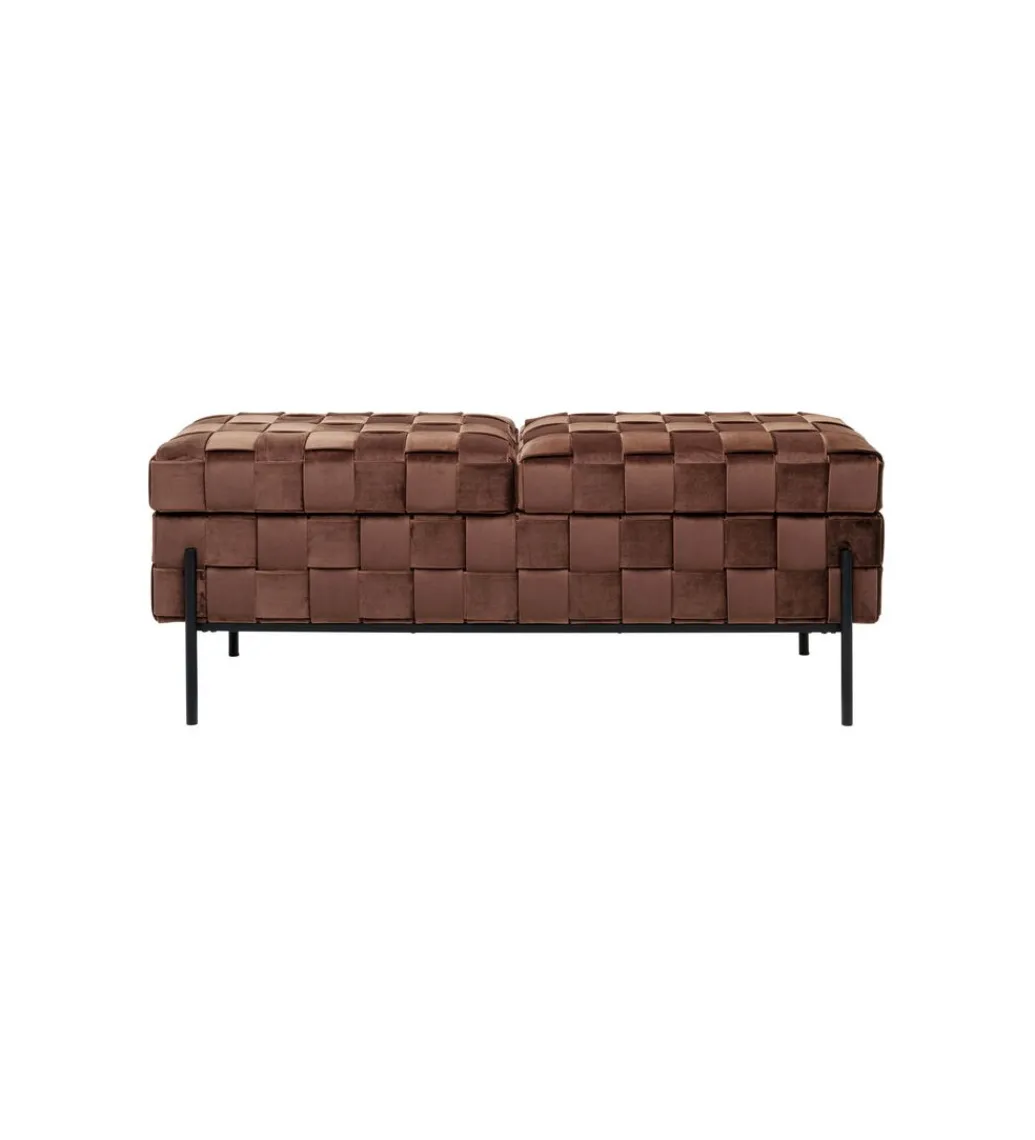 KARE Ławka ze schowkiem WEAVE 121 cm mocca
