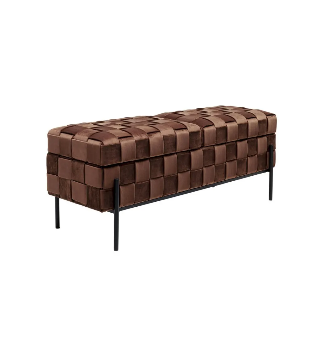 KARE Ławka ze schowkiem WEAVE 121 cm mocca
