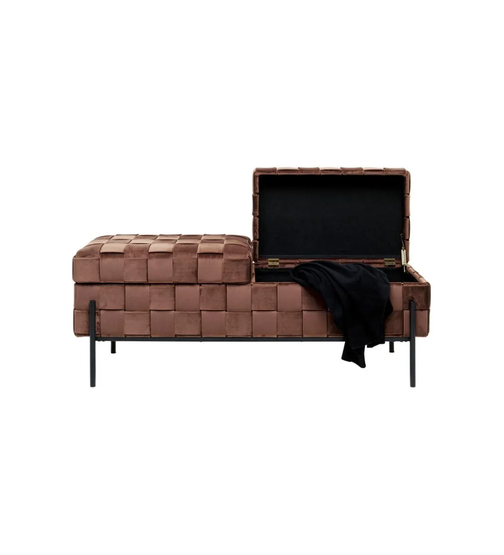 KARE Ławka ze schowkiem WEAVE 121 cm mocca