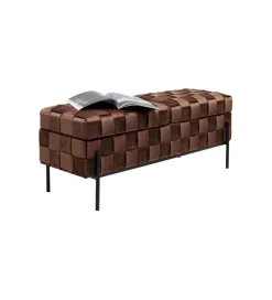 KARE Ławka ze schowkiem WEAVE 121 cm mocca