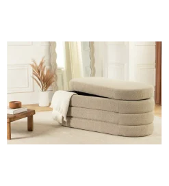 Invicta Interior Ławka z schowkiem VOQUE 115 cm bouclé taupe