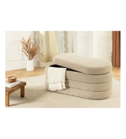 Invicta Interior Ławka z schowkiem VOQUE 115 cm bouclé taupe