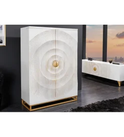 Invicta Interior - przedsprzedaż Barek SWEET GOLDEN SUNSET 140 cm drewno mango biała