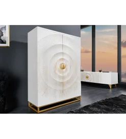 Invicta Interior - przedsprzedaż Barek SWEET GOLDEN SUNSET 140 cm drewno mango biała