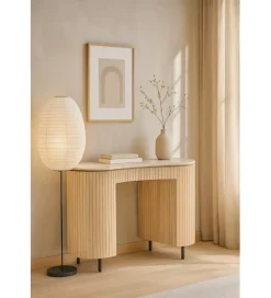 LF-Design Biurko BRIX DEXTER 136 cm drewno mango kamień bottecino