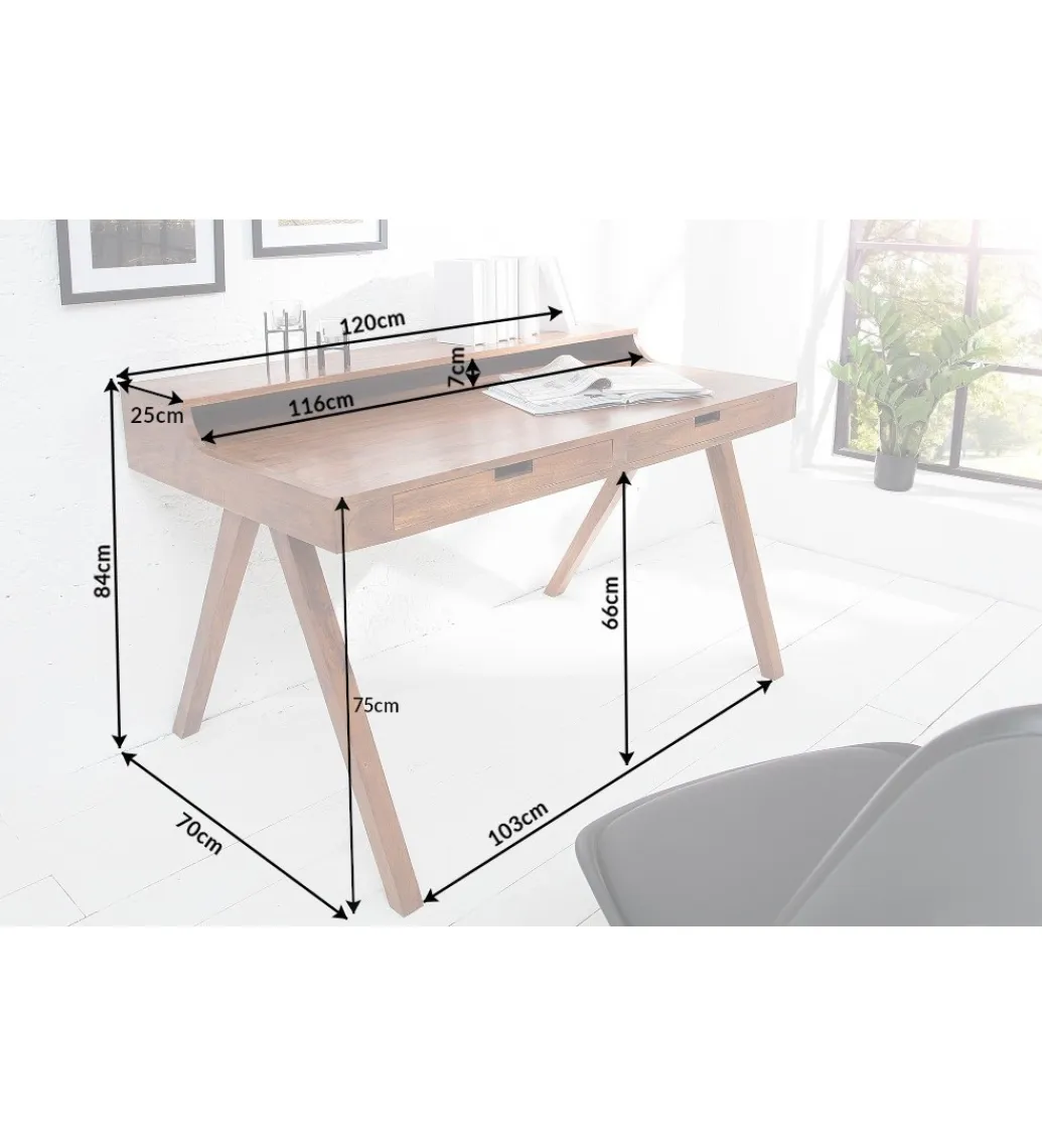 Invicta Interior Biurko Monsoon 120 cm drewno ciemna akacja