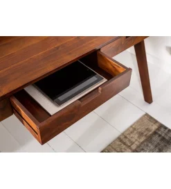 Invicta Interior - przedsprzedaż Biurko Monsoon 100 cm drewno ciemna akacja
